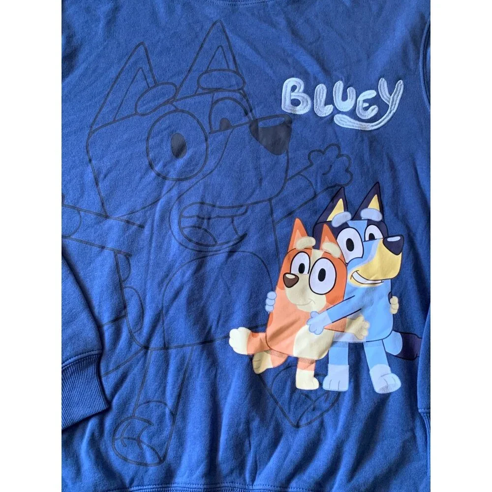 Bluey Kids Girls Crewneck Sweater Blue Hybrid Apparel Cotton Blend Size XXS - Picture 4 of 12